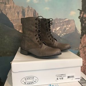 BRAND NEW Steve Madden Grey Leather Boots